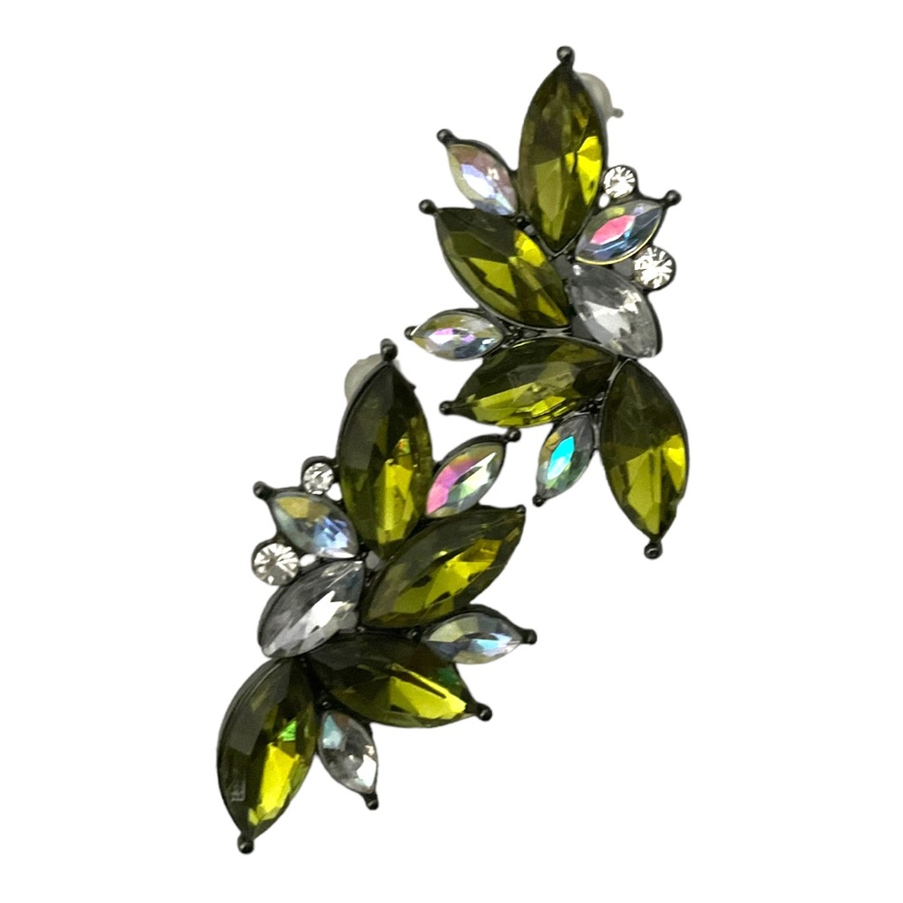 Vintage Style Acrylic Crystal Embellish Statement Drop Stud Earrings